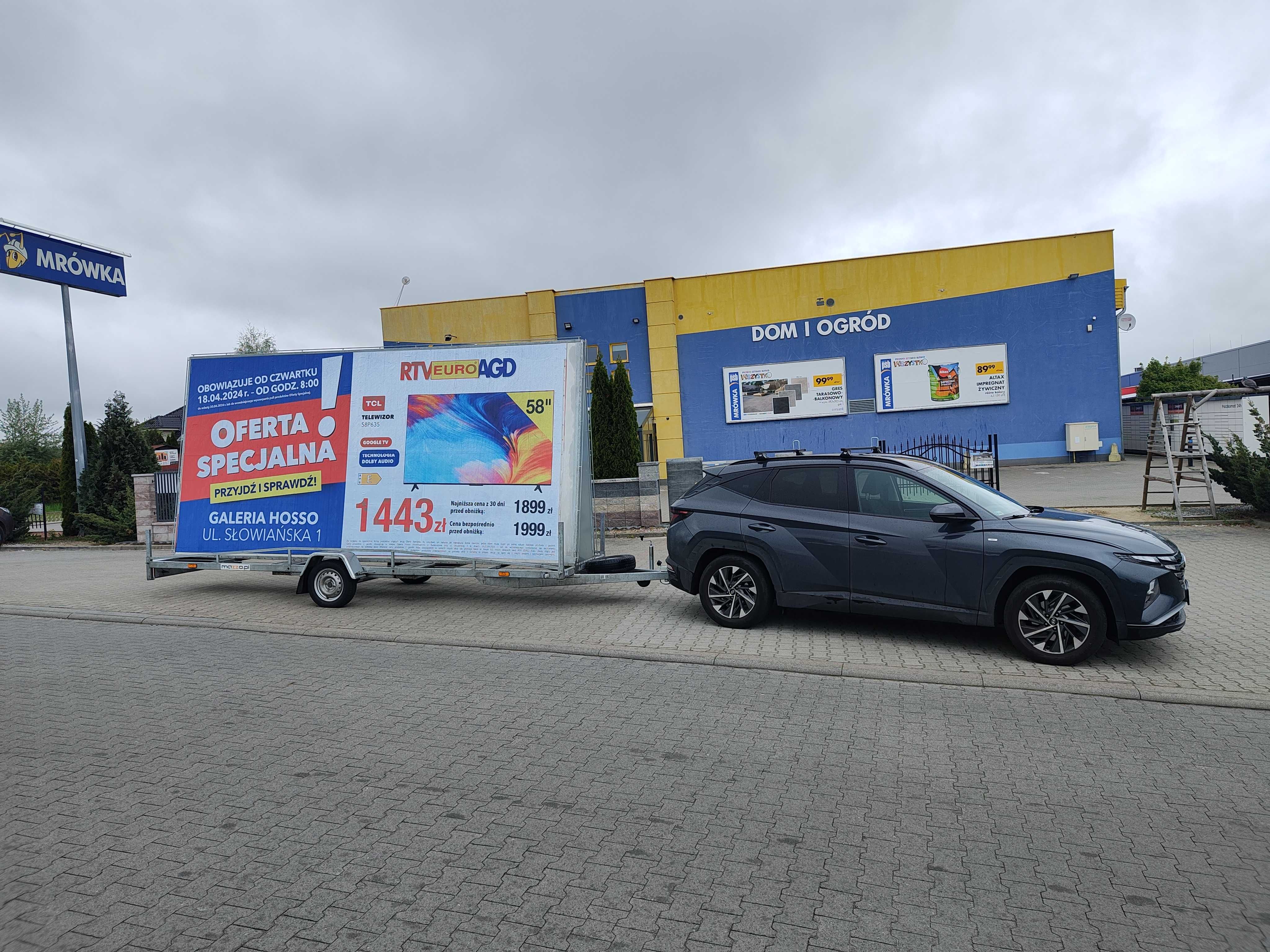 Reklama mobilna, przyczepa reklamowa, mobilny billboard Zielona Góra.