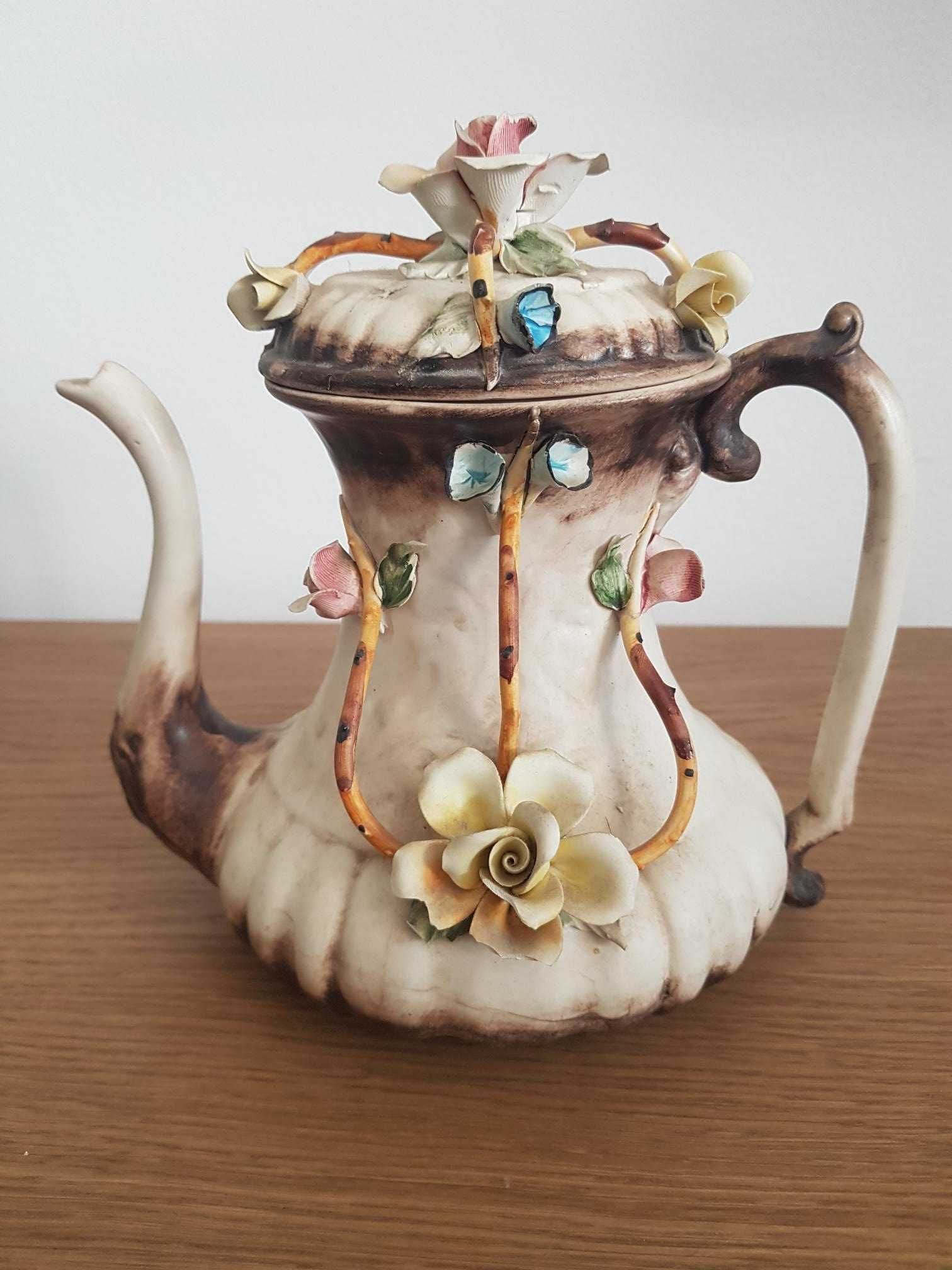 Bule Antigo Florado em Porcelana Capodimonte-Made in Italy
