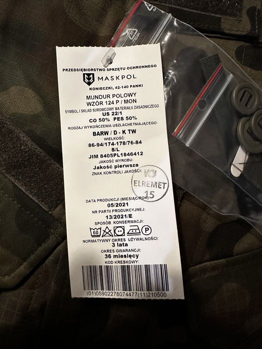 Mundur polowy wz. 124P/MON rozmiar S/L