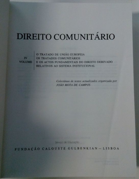 Direito Comunitário, de João de Mota Campos
