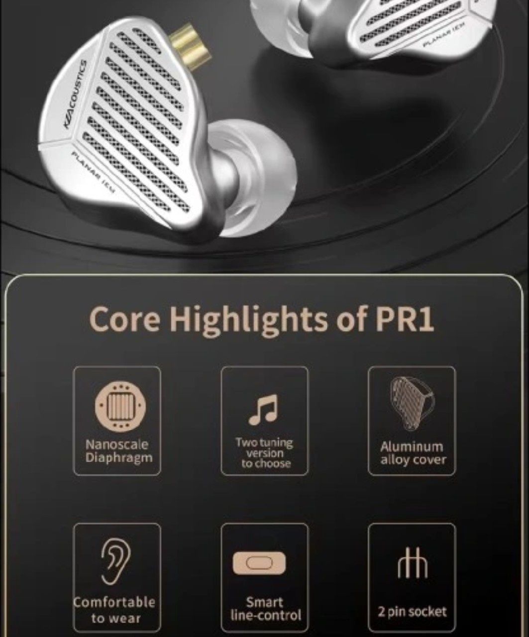 KZ PR1 HiFi Edition 13.2mm Planar Driver no Mic.
