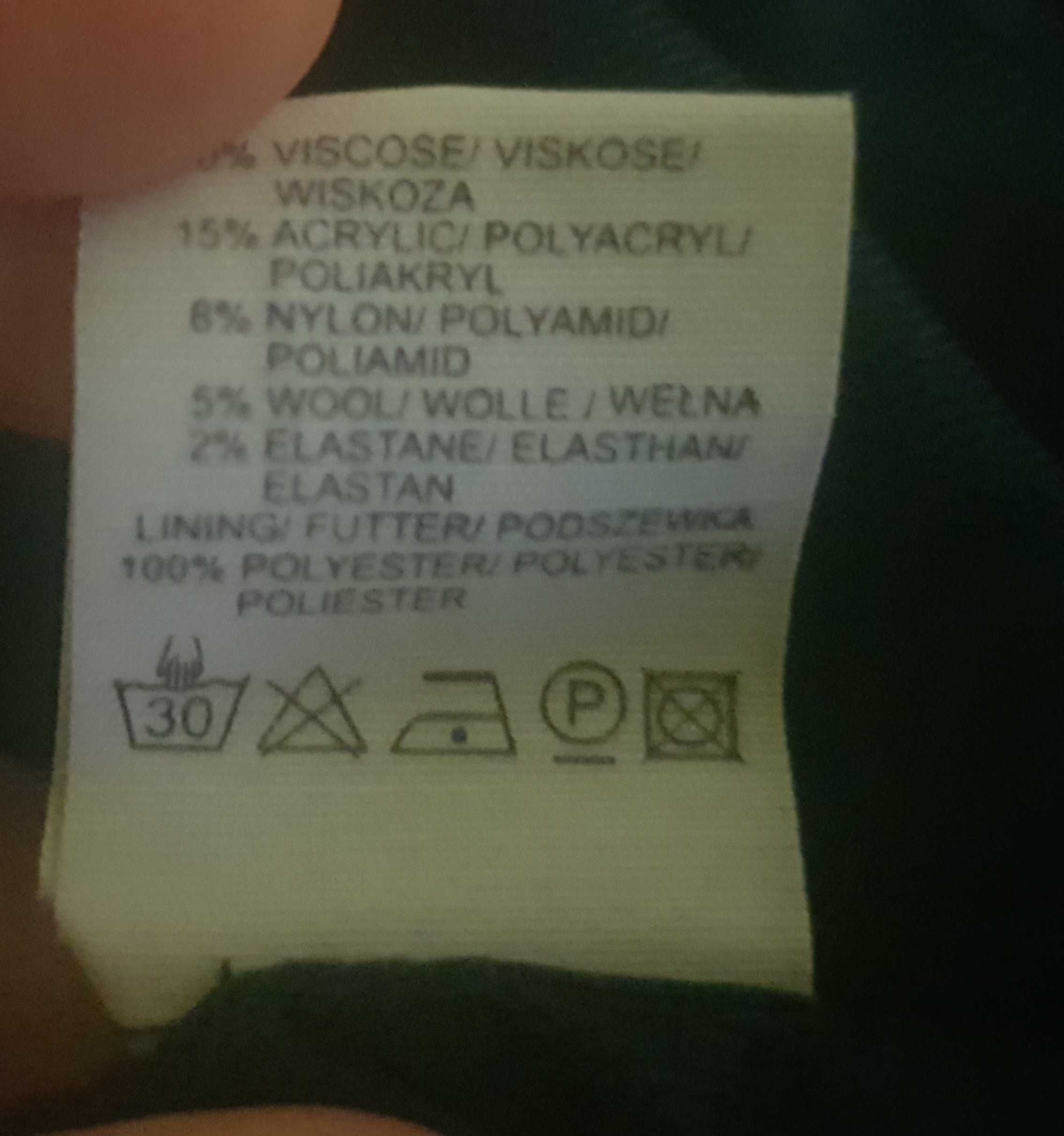 Nowa granatowa sukienka Simple 36 z wełnianą warstwą i długim rękawem.