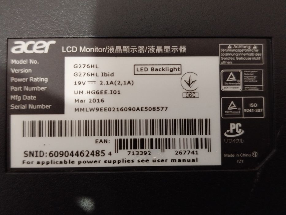 Monitor - ACER - 27 - Peças