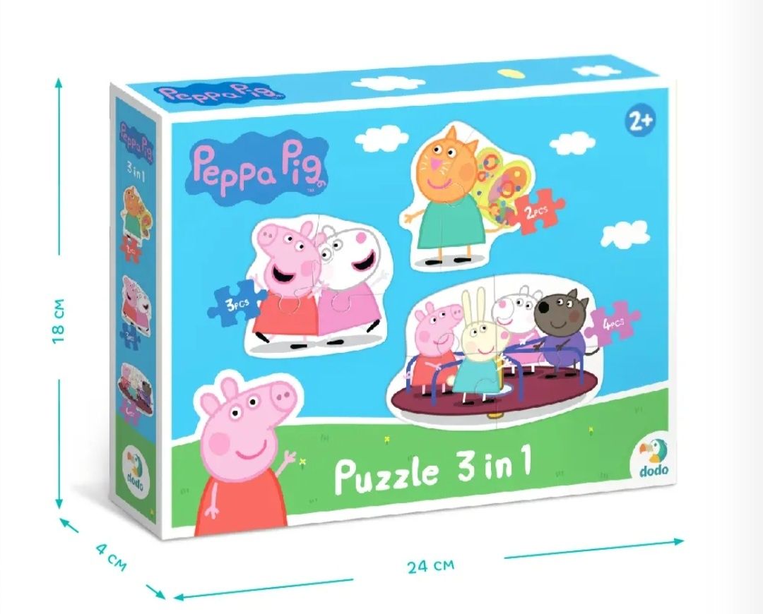 Пазл 3в1 Peppa Pig Dodo 200339,пазлы Свинка Пеппа,пазл додо 200339