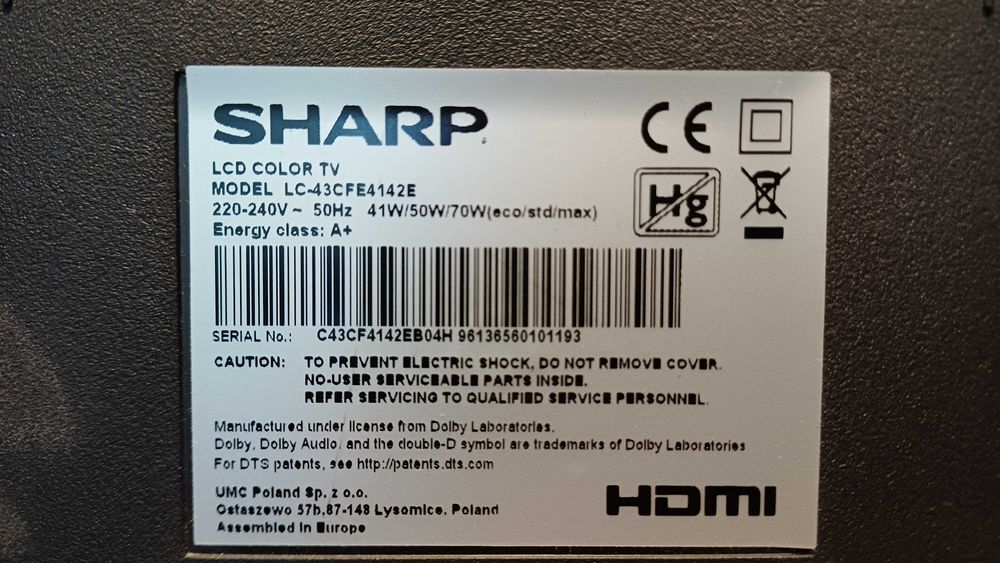 Telewizor SHARP 43 cale , LC-43CFE4142