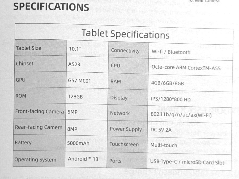 Tablet Android ™ 13   128GB