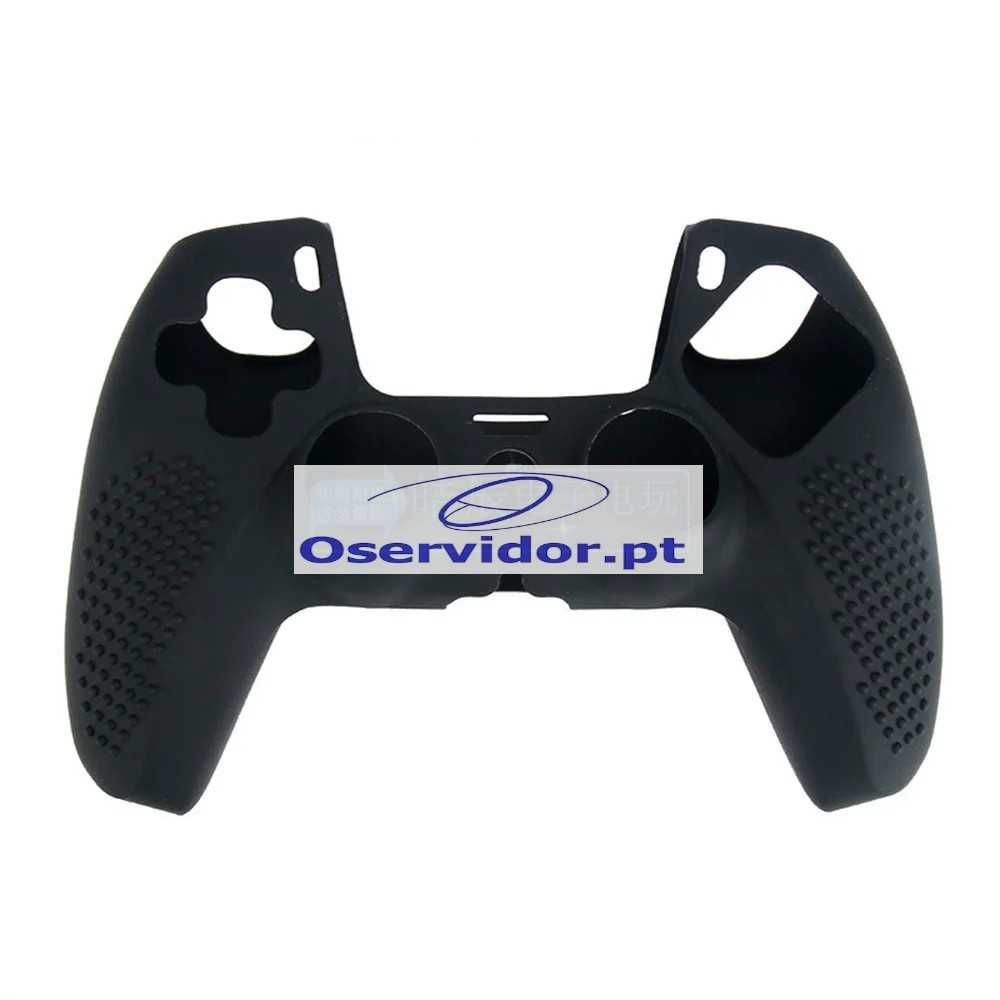 Capa Protetora  de Silicone para Comando PS5 Dualsense - Preto/Branco