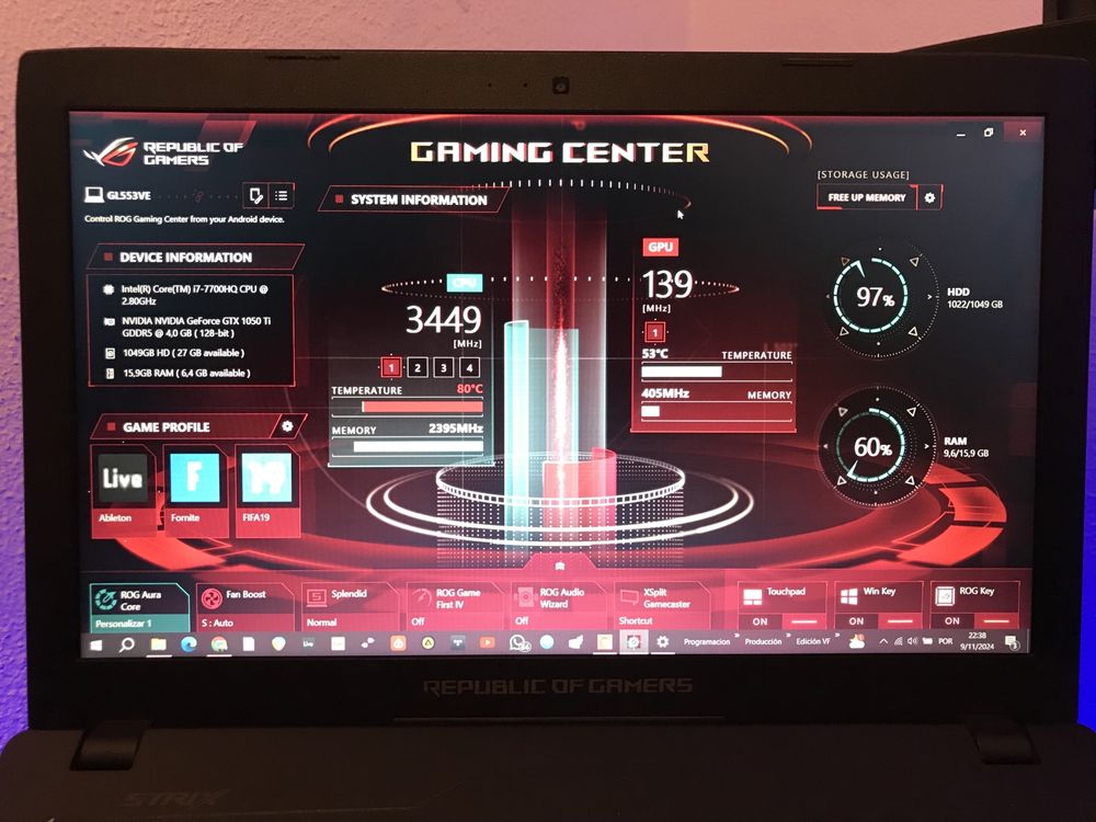 Asus GL553VE ROG Strix | i7 16GB DDR4 SSD 128GB HD 1TB GTX 1050 Ti