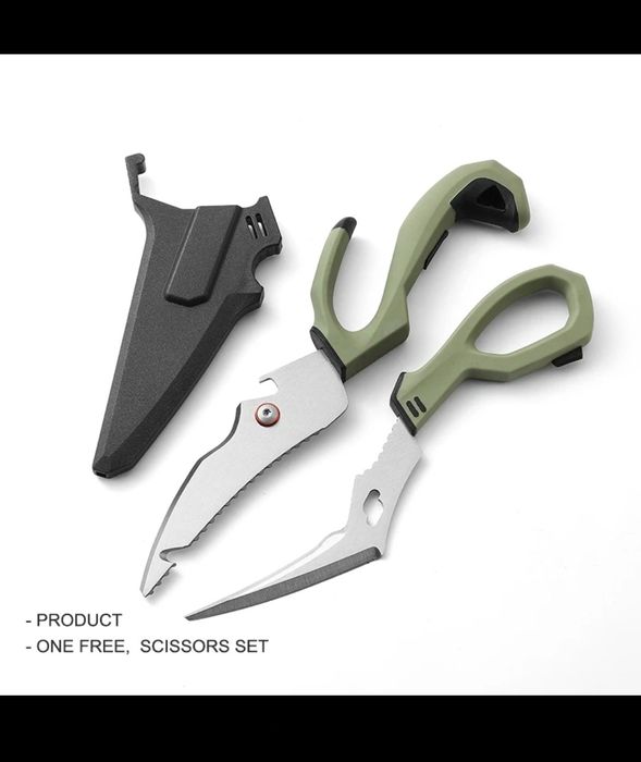 Тактичні туристичні ножиці-ніж мультитул з чохлом
