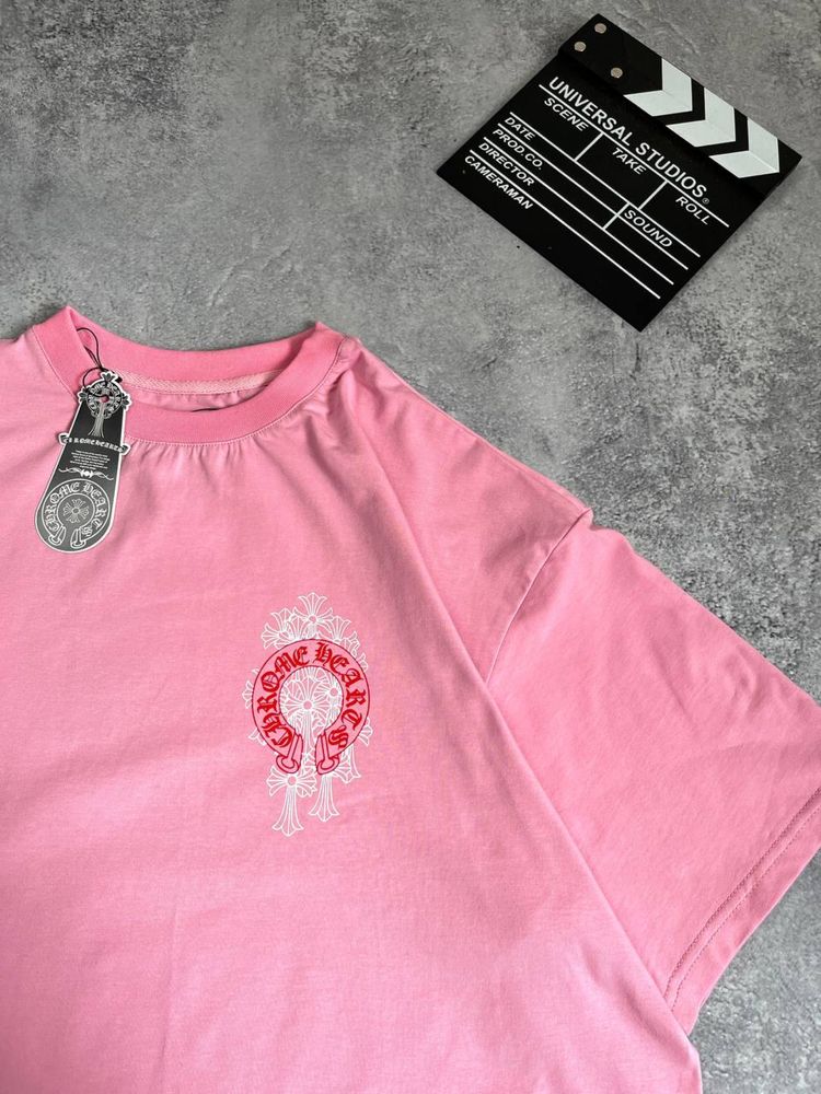 Футболка Chrome Hearts рожева оверсайз