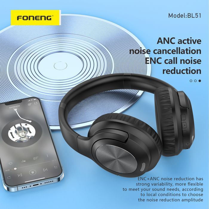 Foneng Słuchawki Bluetooth Bl51 (Anc + Enc) Czarne