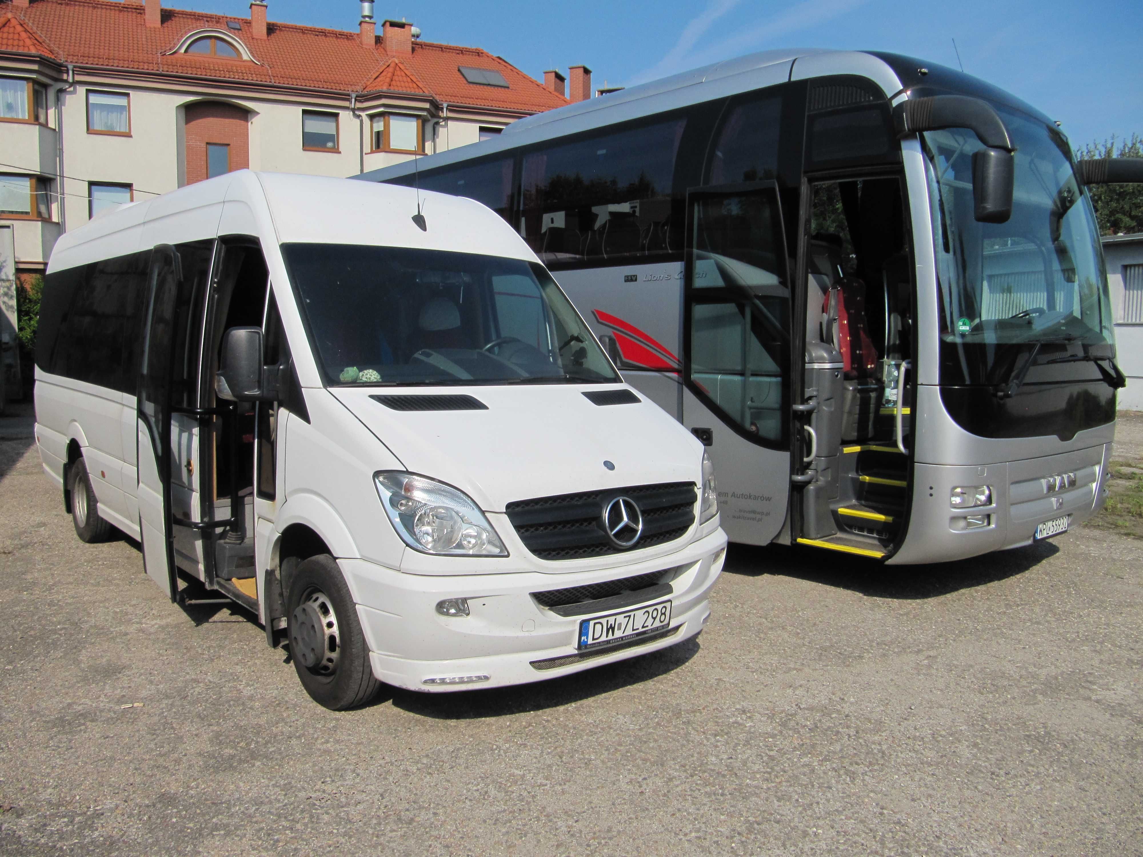 Wynajem Autokarów i Busów przewóz osób 9-50 osób