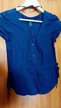 Camisa manga curta azul marinho XS H&M