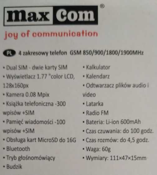 telefon maxcom mm129 dual sim
