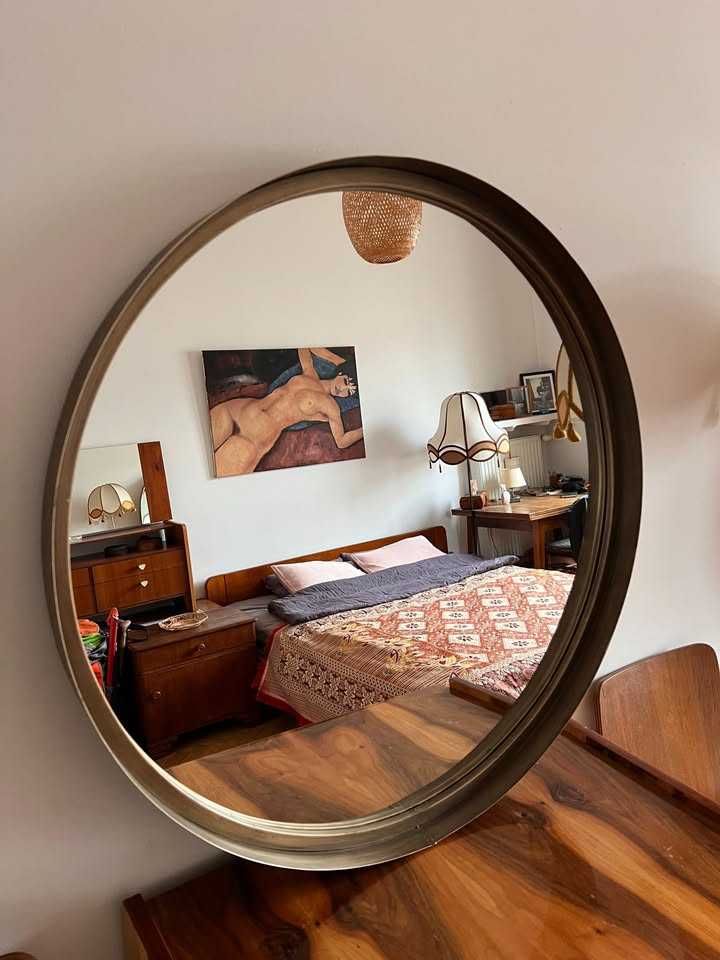 Lustro okrągłe 80 cm średnicy w metalowej ramie