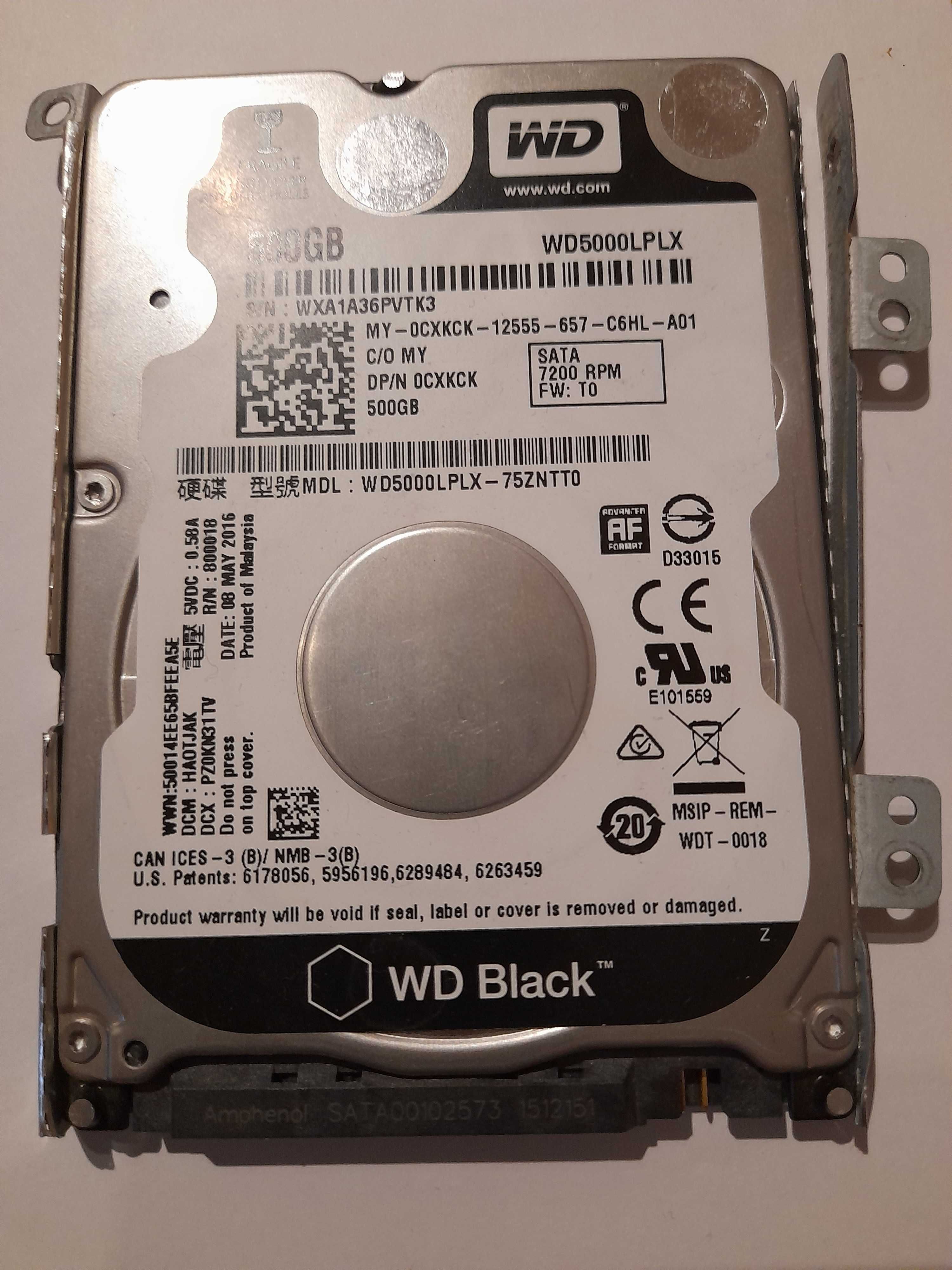 DYSK HDD 500 GB z przewodem SATA