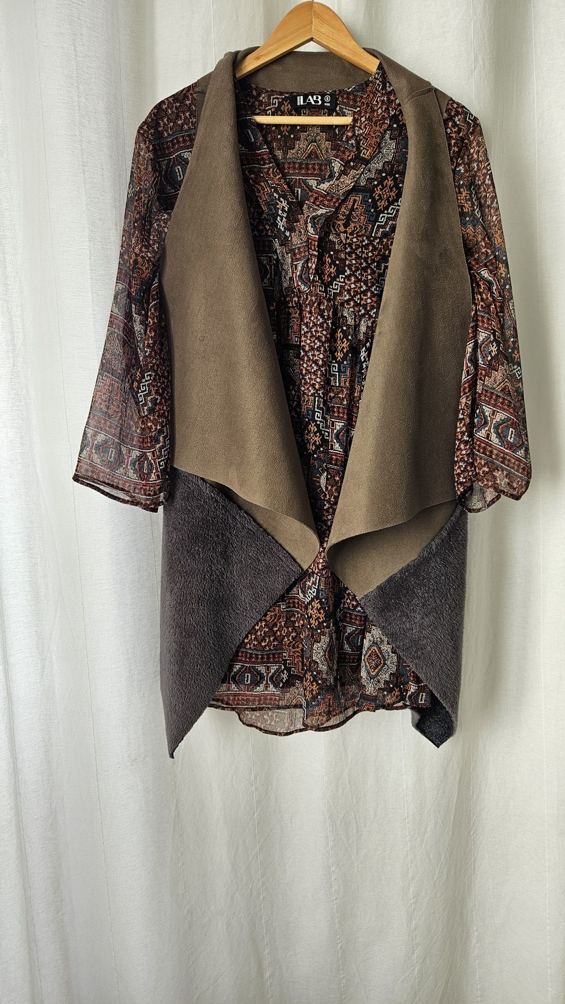 Sukienka boho S/M, r. 36, wraz z kamizelka oversize