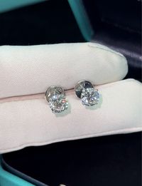 Золотые Серьги пусеты с GIA бриллиантами 1.60ct В стиле Tiffany