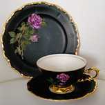 **TRIO**filiżanka czarna porcelana Waldershof vs. Rosenthal 1945+