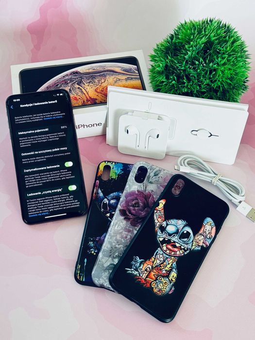 iPhone Xs Max Gold 256GB (złoty) + Nowe słuchawki itp. / Stan Idealny