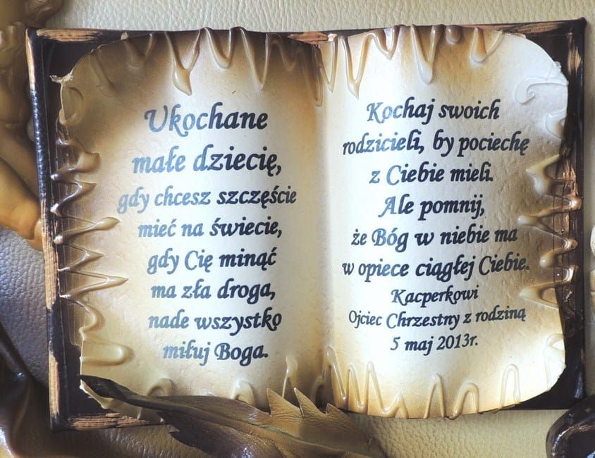 Obraz z dedykacją na komunię chrzest PREZENT pamiątka