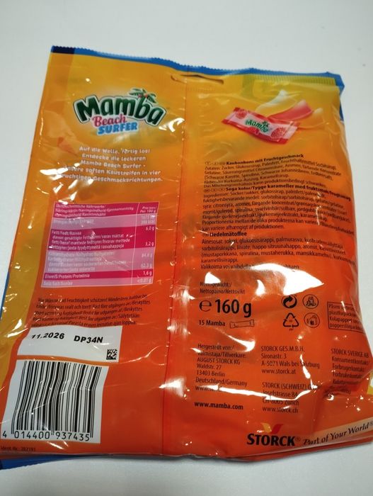 Mamba surfer rozpuszczalne gumy 160 g
