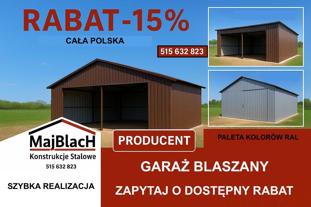 Kolory RAL WIATA Ocynkowana /GARAŻ BLASZANY/Zadaszenie  - Maj-Blach