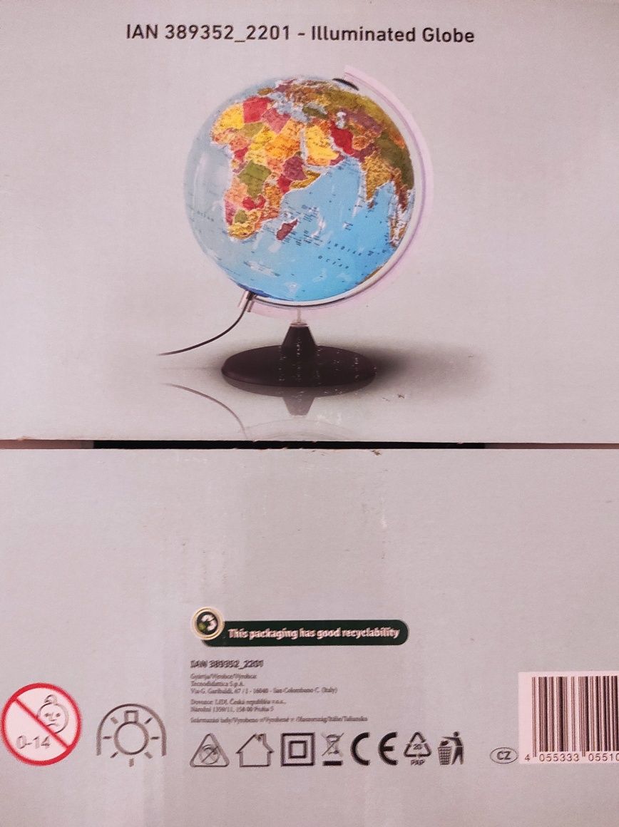 LIVARNO Świecący globus Ø 30 cm podwójna mapa
