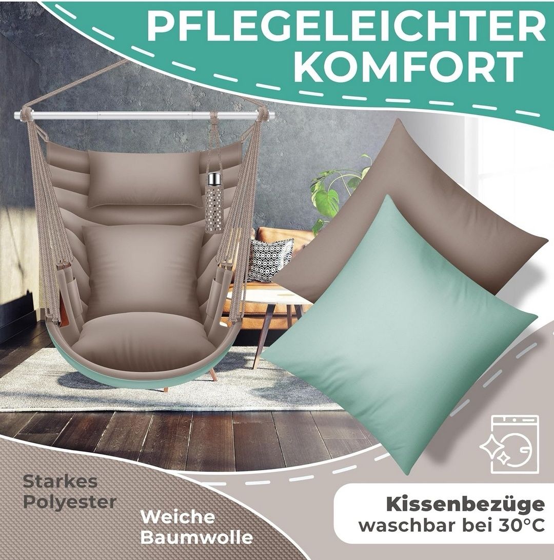 KESSER® Haiti fotel wiszący, nośność 150 kg, krzesło wiszące, obracane