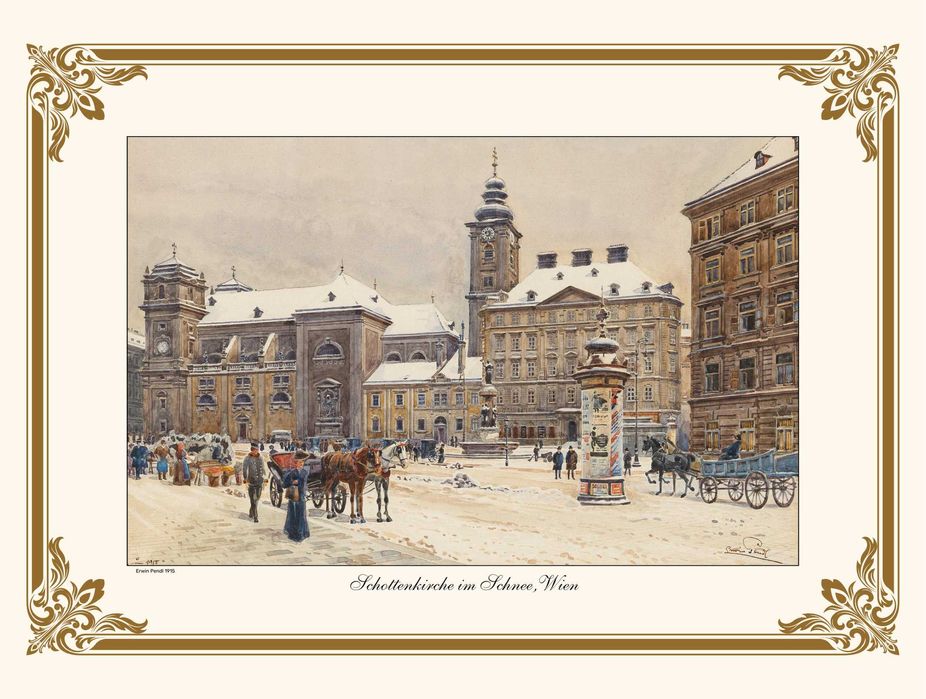 Wiedeń w Litografii, okres Cesarstwa Austrii, wymiar 57,5cm x 43,5cm