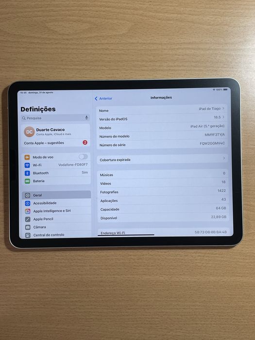 Apple Pencil + iPad Air 5 (2022 - M1 - 64GB - Starlight - 10.9’’)64553136529411124