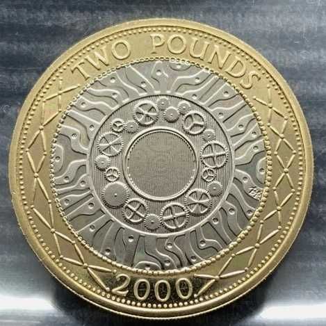 Moeda 2 libras proof de 2000, não  circulada.