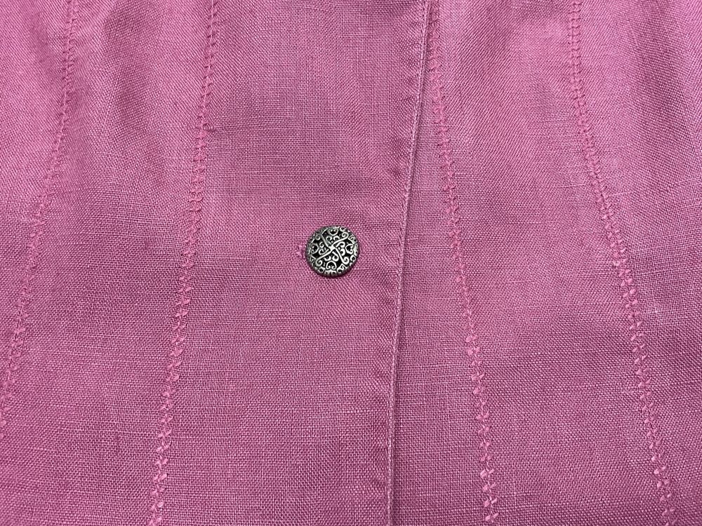 M&S lniana krótka marynarka żakiet 100% len 3XL 46 XXXL fuksja elegant