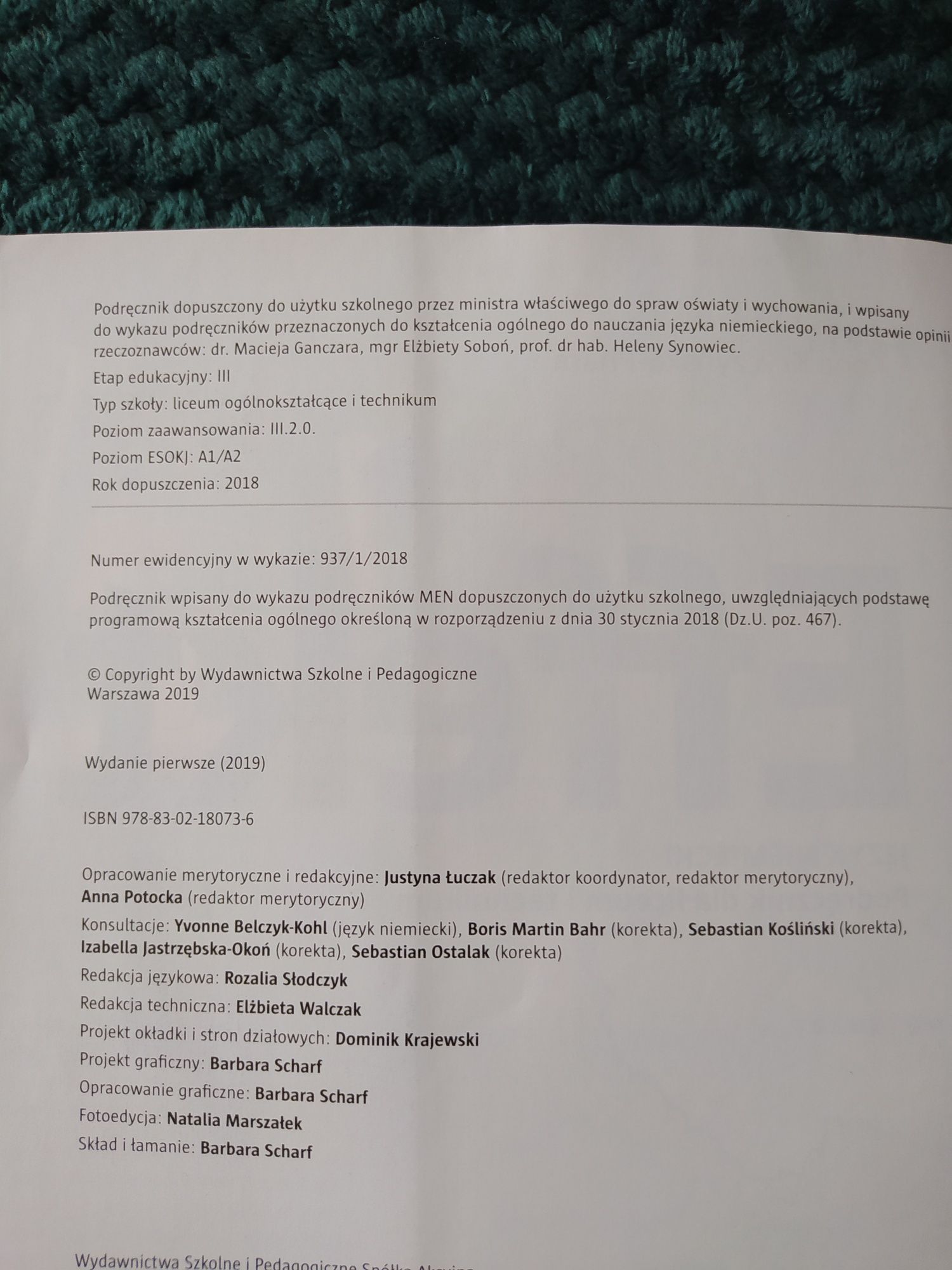 Podręcznik język niemiecki " Effekt 1" klasa 1