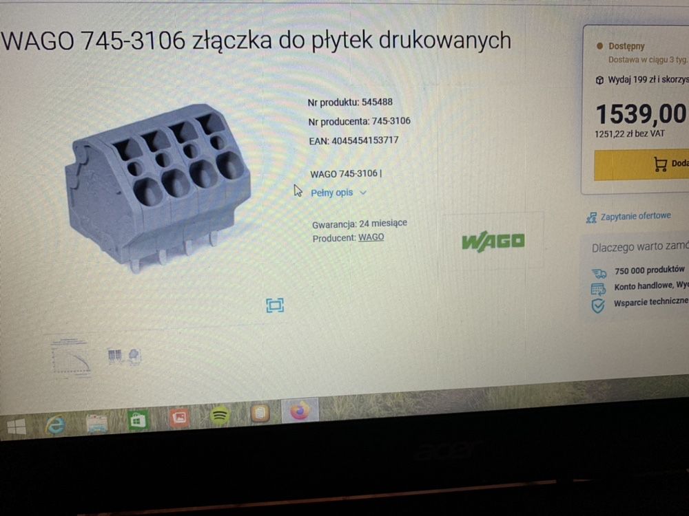 WAGO Złączka do płytek drukowanych