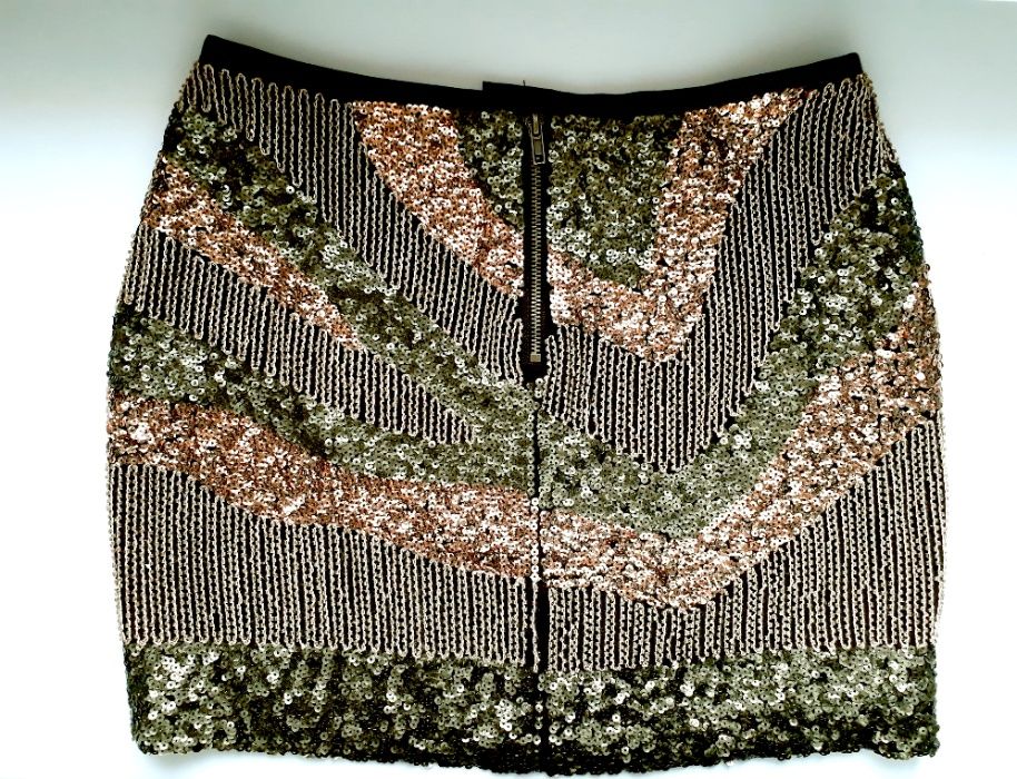 Spódnica H&M zdobiona cekiny + koraliki, NOWA bez metki, rozm. 38