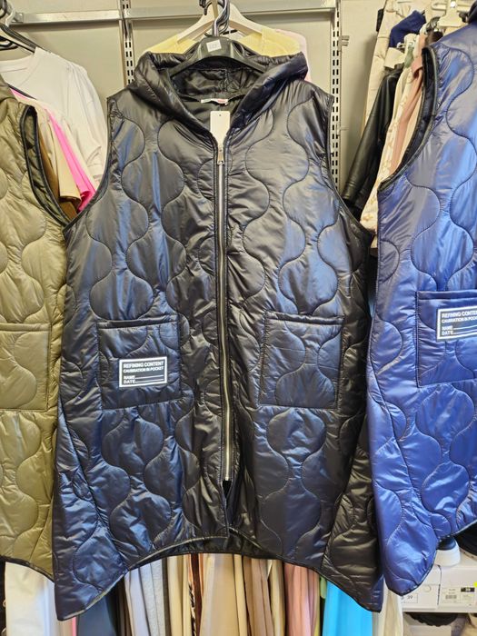 Kamizelka pikowana czarna Plus Size, Italy, długa !!!