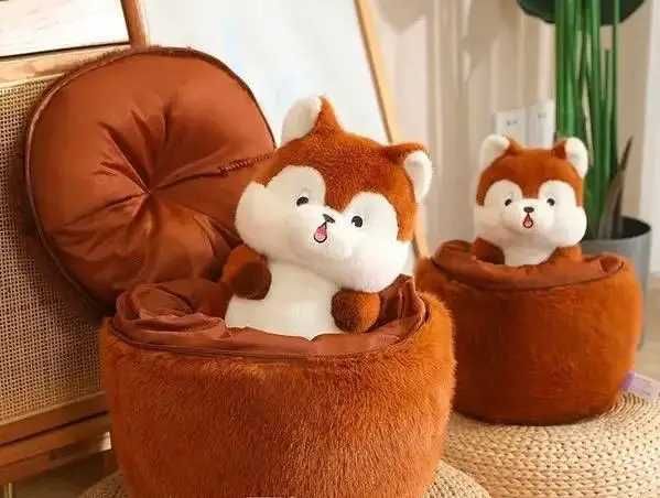 Мягкая плюшевая игрушка белка в орехе, 35 см, Мягкая детская игрушка