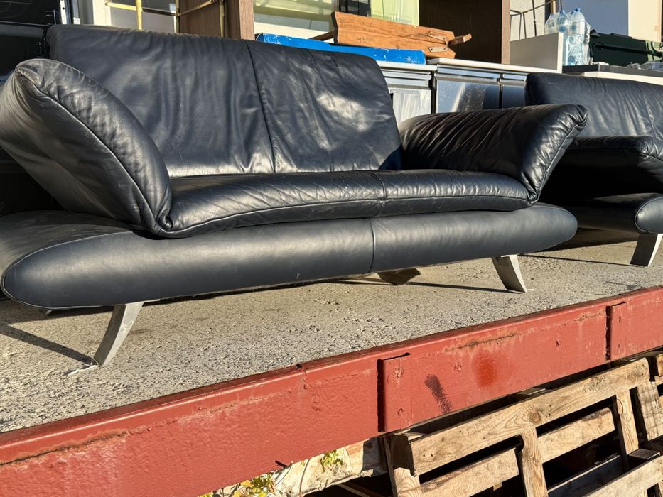 Zestaw skórzany – sofa 3-osobowa + sofa 2-osobowa, prawdziwa skóra