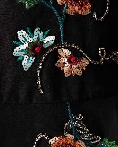 Casaco preto bordado floral NOVO e Bolero azul-acinzentado S (34/36)