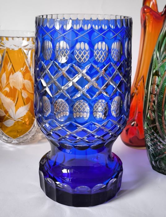 Wazon piękny stary kolorowy kryształ 30 cm