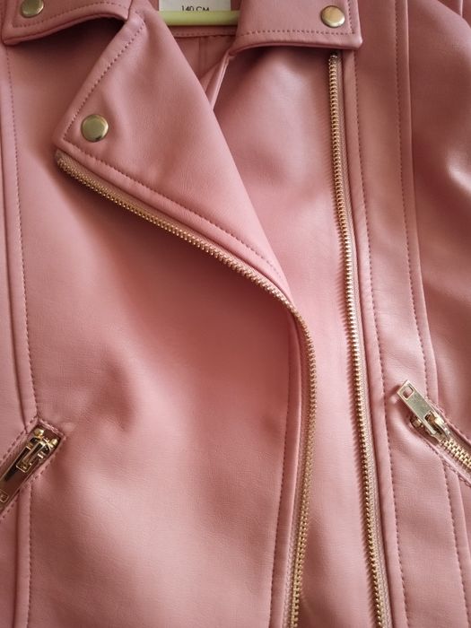 Kurtka ramoneska skóra ekologiczna pudrowy róż 140