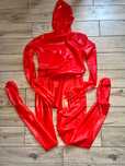 720/ Czerwony XL kombinezon catsuit maska stopy rece lateks latex 0.4