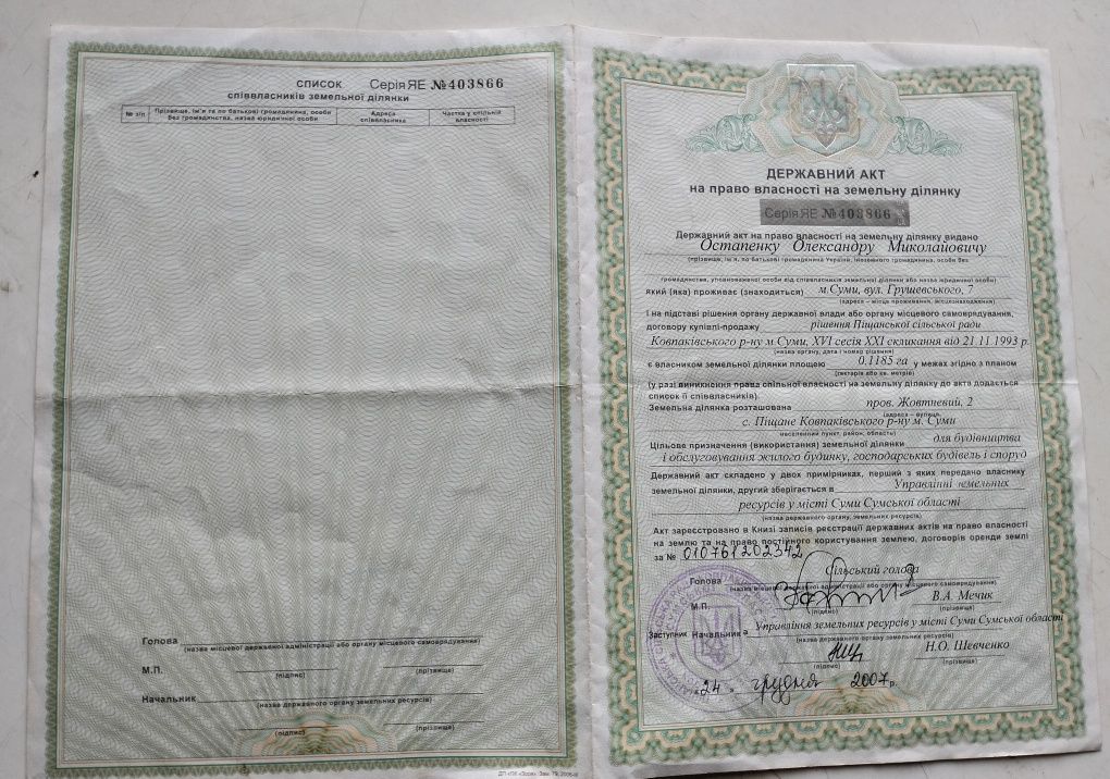 Продам земельну ділянку Н. Піщане