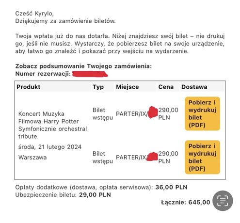 Dwa bilety Koncert Muzyka Filmowa Harry Potter Symfonicznie Warszawa