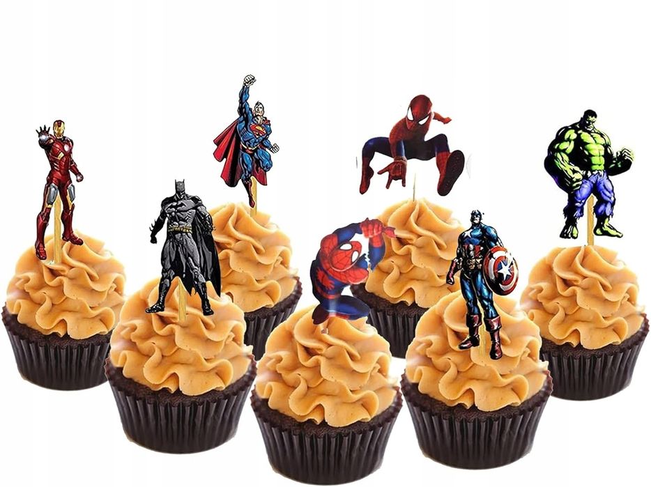 Zestaw 48 Topperów na Tort Superbohater Dekoracje Spiderman Cupcake