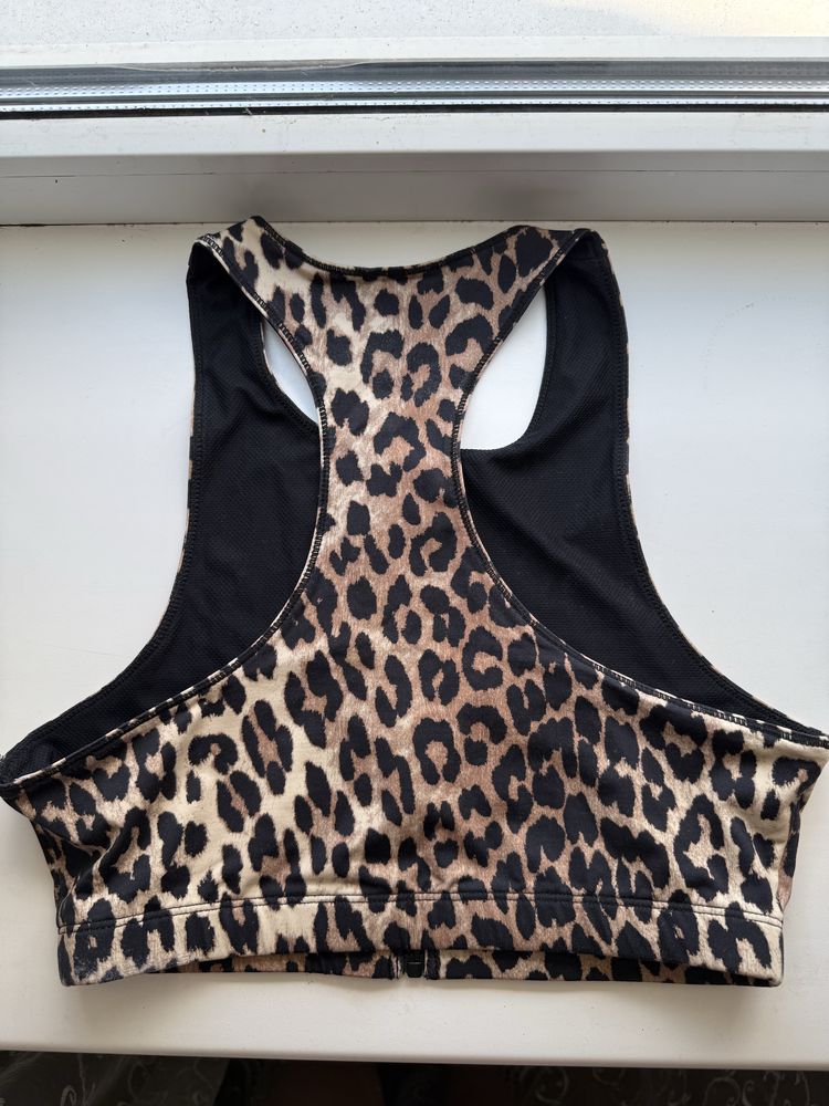 Ganni leopard sports top, size S, леопардовий топ