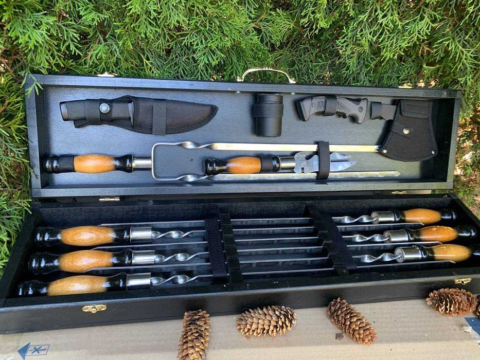 Набор шампуров в кейсе из бука оригинальный мужской подарок