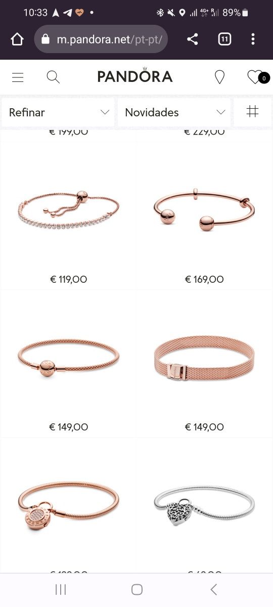 pandora pulseira rose gold