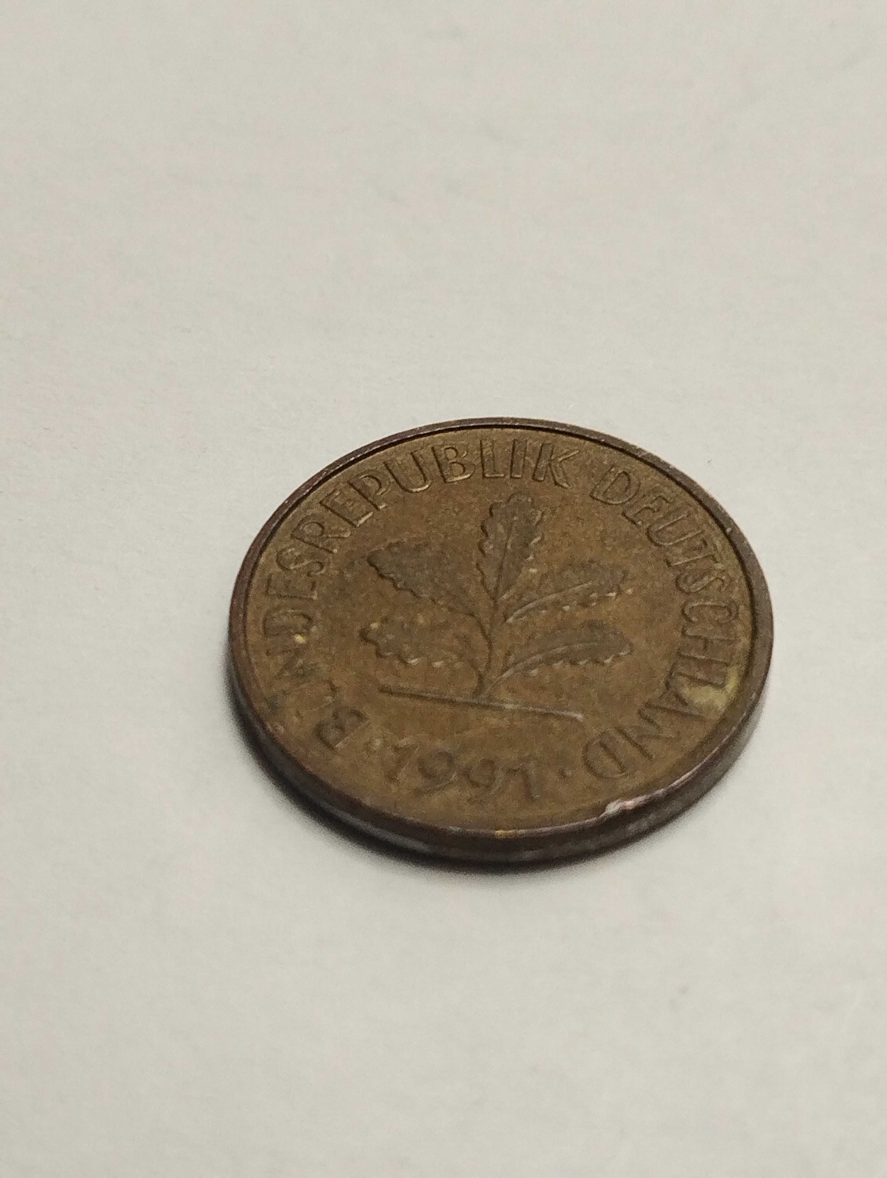 Sprzedam monetę Niemcy 5 pfennigów  1991r. F  stan dobry